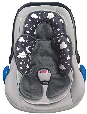 soleilx Réducteur de poussette universelle design avec Panda dans l'espace idéal comme réducteur de berceau ou d'œuf pour bébé adapté pour coussin de siège auto respirant anti-transpiration été hiver