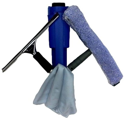 Bayersan Window Cleaning Kit Squeegee Bucket On Belt Professional Window Wiper Microfiber Cloths Multipurpose Cleaning Equipment For Car Kitchen Bathroom & Shower (4 PCS Window Cleaning Kit)