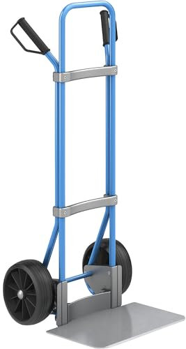 eurokraft | Sackkarre | blau | Schaufel-BxT 450 x 350 mm | verzinkt | Vollgummibereifung