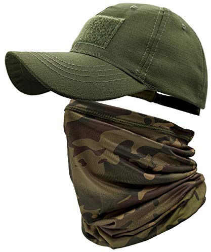ehsbuy Camo Hats for Men with Cooling Neck Gaiter Baseball Caps Face Scarf Mask Army Tactical Military Hat Neck Tube Snoods for Running Hunting Camping Cycling Fishing Outdoor Sports