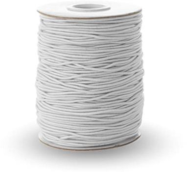 Realm Elastic Cord/Round Hat Elastic Black & White (1mm, 2mm & 3mm) Craft, Jewellery Stringing, Masks, Party Hats (White, 1.5mm - 5 Metres)