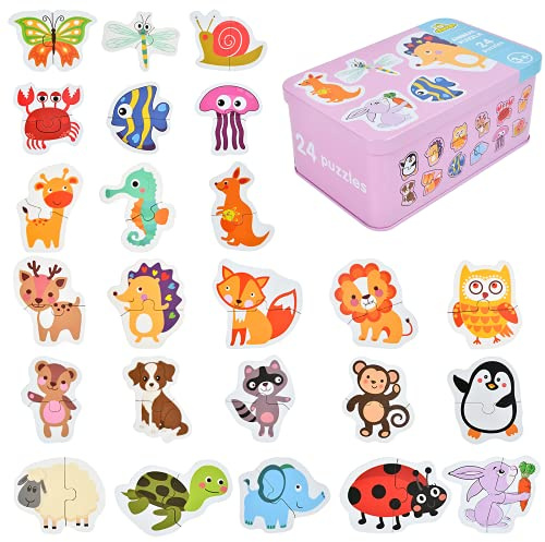 EKKONG Kinderpuzzle, Holzspielzeug für Kinder, Holzpuzzle ab 2 3 4 5 Jahren, Montessori Spielzeug für Weihnachten, Geburtstag, Kinderstag (24 Stück)