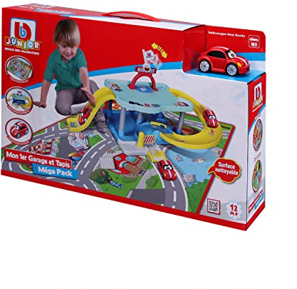 BB Junior - May Cheong Group - Méga Pack - Mon 1er Garage avec Son Tapis + 1 Véhicule - Garage Miniature pour Enfant - pour Jouer et s'amuser dès 12 Mois - 88612
