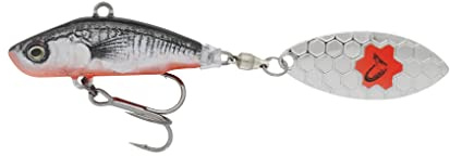 Savage Gear Jig Spinner zum Raubfischangeln 6,5cm 9g 3D Sticklebait Tailspin, Farbe:Black Red