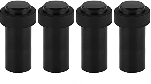 4 x Tope de Puerta para Suelo Tope de Puerta Negro Acero Inoxidable con Goma - Altura 80 mm