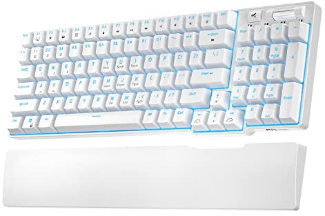 RK ROYAL KLUDGE RK96 90% Triple Mode BT5.0/2.4G/USB-C Hot Swappable Mechanische Tastatur mit magnetischer Handauflage, 96 Tasten Bluetooth Gaming Keyboard mit Software, Blaue backlicht, US QWERTY