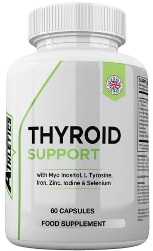 Thyroid Support Supplement - 60 Capsules - Includes Myo inositol, L-Tyrosine, Iron, Magnesium, Zinc, Manganese, Selenium, Vitamin B12 - Contributes to The Reduction of Tiredness & Fatigue