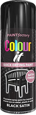 Q&H Automotive 400ml Black Satin Spray Paint - Durable Semi-Gloss Finish for Car Body Surface - Hard Wearing Color & Resilient in Nature - Fast Drying Crack Resistant Painting & Easy to Clean (1)