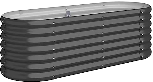 vidaXL Lit Surélevé de Jardin Pot à Fleurs Boîte à Plantes Lit Surélevé Patio Terrasse Extérieur Acier Galvanisé 114x40x36 cm Anthracite