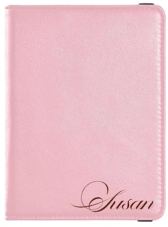 Personalisierte Reisepasshülle, Brieftasche, Kombi, individueller Name, PU-Leder, Reisepass, Impfkarten-Schutz für Damen und Herren, Reisegeschenk, Pink, Einheitsgröße