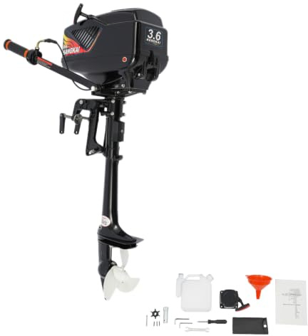 awolsrgiop Aussenborder, 3.6PS 2Takt Außenbordermotoren für Boote Außenborder Bootsmotor, 55cc Benzin Bootsmotor Außenborders Motor Benzinmotor Fischerboot Bootsmotors, 4000-5000 Tr/Min
