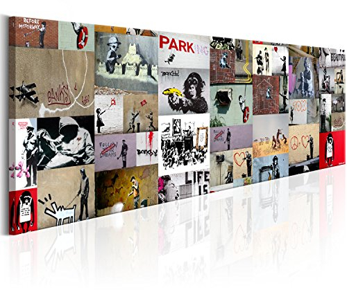 murando - Akustikbild Bilder Akustikschaum Hochleistungsschallabsorber Schallschutz Leinwand 1 tlg Wandbild Raumakustik Schalldämmung Banksy Collage i-C-0090-b-b