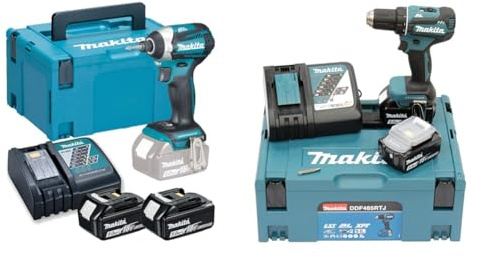 Visseuse à chocs 18V LXT 175Nm (2x5,0 Ah) en MAKPAC - MAKITA DTD154RTJ & Perceuse visseuse 18V LXT (2x5,0 Ah) en MAKPAC - MAKITA DDF485RTJ