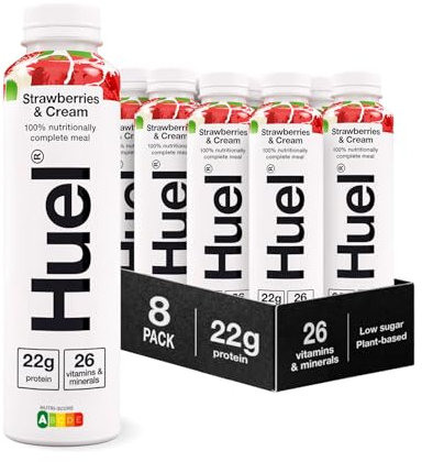 Huel Ready-to-drink Meal, Strawberries and Cream Protein Drink, 8 x 500ml Bottles, Protein Shakes, Pre-Portioned Meal, 20g of Protein per Bottle, Rich in Essential Vitamins, Meal Replacement Shake