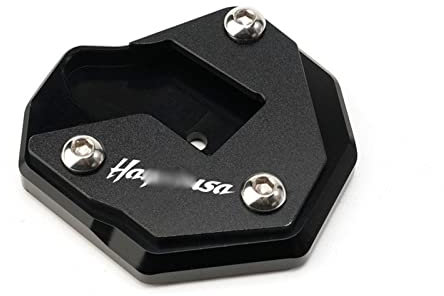 BAYDE Standverlängerungspolster Motorradständer Fußvergrößerer Seitenständerverlängerung Mit LOGO Für SUZUKI HAYABUSA GSX1300R GSX 1300R 2008-2021(Black,1)