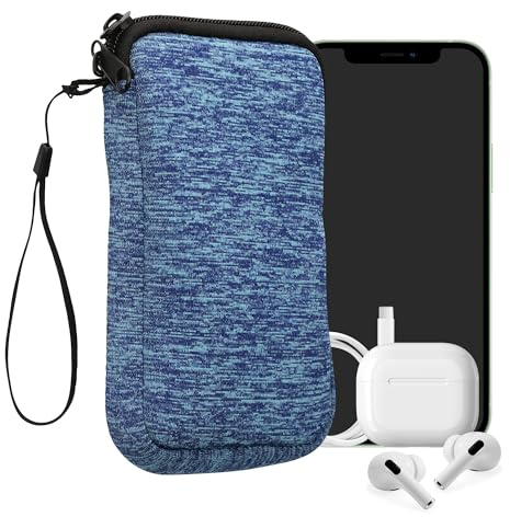 kwmobile Handytasche für Smartphones L - 6,5 - Neopren Handy Hülle Meerblau Hellblau - Handy Tasche 16,5 x 8,9 cm Innenmaße
