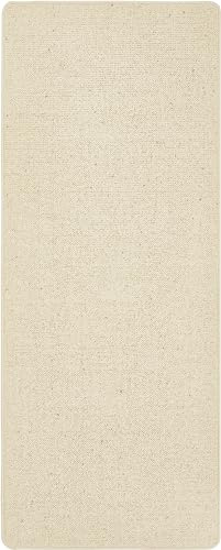 -LUXOR- living Teppich Mazzolla - Wollteppich Natur Schurwolle Teppich Wohnzimmer flauschig Wohnzimmerteppich 67 x 200 cm Creme