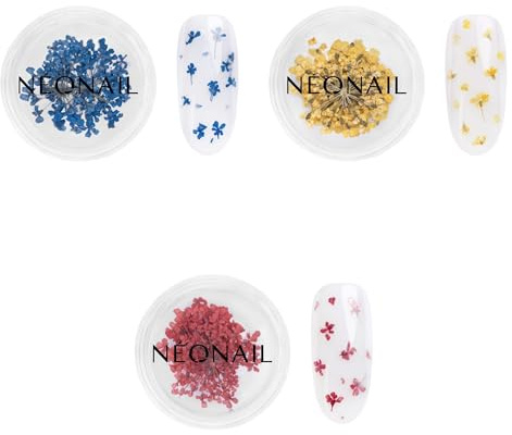 NEONAIL Conjunto de Adornos Para Uñas - Flores Secas - Kit Uñas Acrilicas - Decoracion - Manicura - Nail Art - Decoración Adornos de Uñas - 3 colores - Navy, Yellow, Red