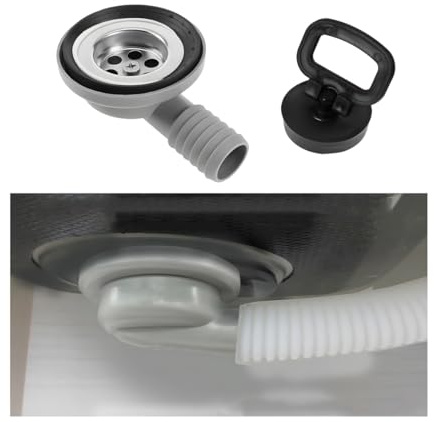 Adunsiaoto Vidange D'évier Camping, Bonde D'écoulement De Lavabo 90° Pour Caravane Ou Camping-Car, Bonde D'écoulement En Acier Inoxydable, Égouttoir à Filtre Avec Couvercle Pour Caravane Camping-Car