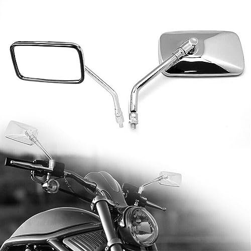 Motorradspiegel 2 Stück Universal Retro Rechteckiger Metall-Motorradspiegel Roller-Seitenspiegel Chrom 10 Mm Für H&ONDA