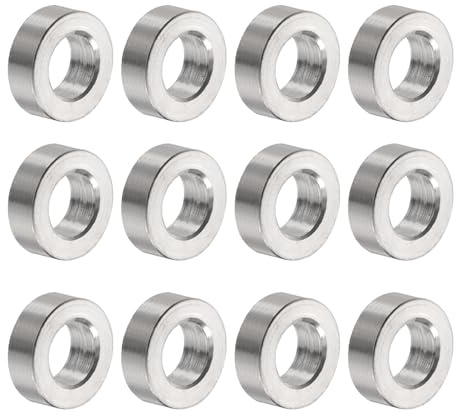 QUARKZMAN 12 Stück Edelstahl-Abstandshalter 8,2 mm Bohrung x 12 mm Außendurchmesser x 4 mm Länge Schraubenbuchse Blanko-Finish Runder Metall-Distanzhülsen für M8 Schrauben Bolzen Stangen