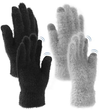 MELLIEX 2 Paar Damen Fingerlose Handschuhe, Winter Armstulpen Handschuhe Fingerlos Warm Plüsch Gestrickte Kurze Fäustlinge für Damen Mädchen