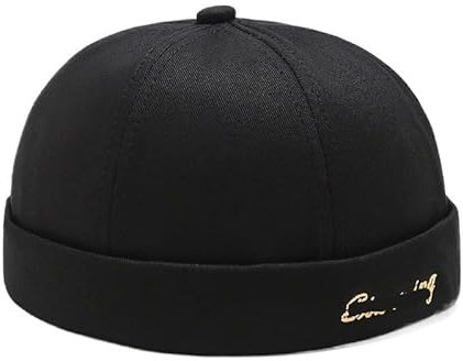 Frühling und Herbst, unisex, koreanischer Straßenhut, Hip-Hop, randlos, hübscher und personalisierter Melonenhut, Schwarz 1