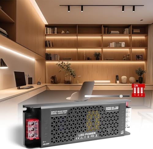 SUCIKORIO Regulable LED Transformador 12V 200W 16,6A, Fuente Alimentacion Constante Ultrafino LED Driver Controlador AC 220V a DC 12V Fuente de Alimentación de Bajo Voltaje para Tira LEDs