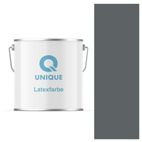 Q UNIQUE Latexfarbe 5L (ca.35m2) Anthrazit Innenfarbe Wandfarbe Deckenfarbe Klasse 3 Mattfarbe Scheuerfest Hohe Deckkraft