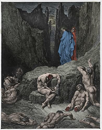 ZHAOSHAN Berühmte Gemälde Wanddekorationen Gemalde Wand-Kunst Bild Virgil tadelt dante von gustave dore Wandbilder Drucke Poster für Wanddekoration 60x90cm