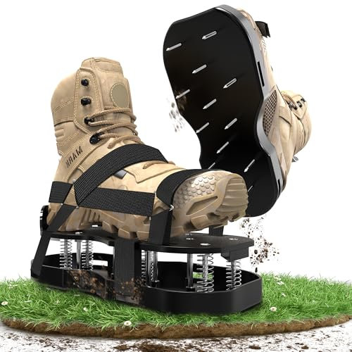 Shiptree Rasenlüfter Schuhe, 6,6 cm Feder-Nagelschuhe für Rasenbelüftung, Sauerstoff und Feuchtigkeit zuführen, inkl. 18 Federn, 28 Schrauben, 1 Schlüssel – Gartenwerkzeug für gesundes Gras, Schwarz