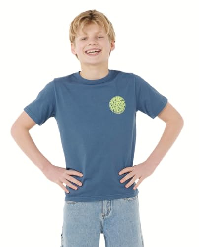 Rip Curl Maglietta a Maniche Corte per Ragazzo, vestibilità Normale, Icona della Tuta in Neoprene Blu Navy Chiaro, 12, Icona Muta Blu Chiaro, 12