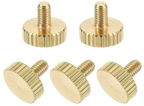 sourcing map Rändelschrauben aus Messing, M3 x 4 mm, flache Streifen, massives Messing, Diamant-Rändelschrauben, Knöpfe für Elektronik, Mechanik, 5 Stück