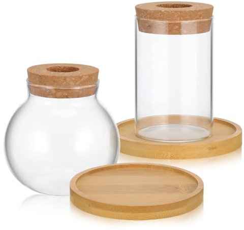 POPETPOP 2 Pièces Vase à Bûches Tasses d'automne avec Les Couvercles Protecteurs De Plancher De Meubles pour Bois Franc à Air Grand Bol sur Pied Deux Strass Un Verre Transparent