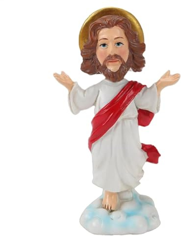 YNPQTDS Jesus-Wackelkopf für das Armaturenbrett, religiöse Statue aus Kunstharz, exquisite Jesus-Figuren, symbolische Figuren, Dekoration für Schlafzimmer, Wohnzimmer