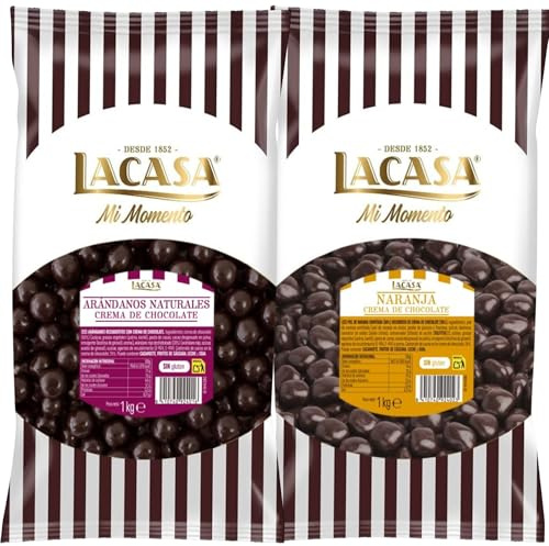 Lacasa Mi momento Pack 2 kg: deliciosas bolas de Dados de naranja con chocolate Negro y Arándanos con chocolate Negro