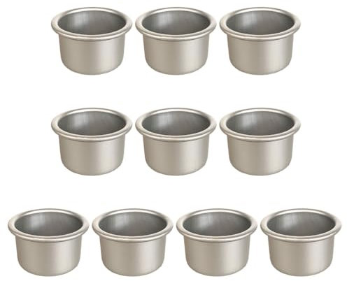 JUNNASALIKER Juego de 10 tazas antiadherentes para pudín de aluminio, para tartas, huevos, aptos para horno, moldes de metal para magdalenas, moldes de metal