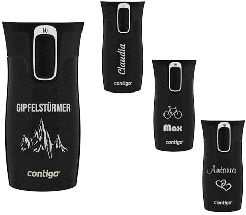 Contigo Thermobecher West Loop Mini Autoseal mit Gravur - Namen Edelstahl Isolierbecher, Reisebecher, Kaffeebecher to Go, auslaufsicher 300 ml (Licorice)