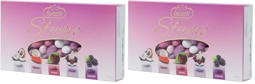 Buratti Confetti con Mandorle Tostate Ricoperte di Cioccolato, Bianco ai Molteplici Gusti, Tenerezze Sfumè Rosa - 1000 g (Confezione da 2)