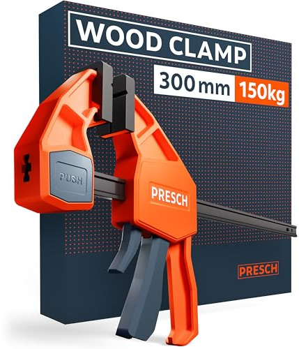 Presch Enhandstving 300mm - Snabbspännare med 150 kg spännkraft för omedelbar fixering - Särskilt stabil tack vare kolfiber- och glasfiberförstärkt hus - Tving med spridningsfunktion