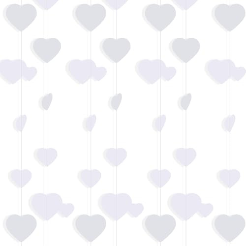 52 Feet Hochzeit Girlande Hanging Float, Weiß Party Hanging Decoration für Hochzeit Verlobung Geburtstag Garten Party Brautdusche Jahrestag Valentinstag Dekoration