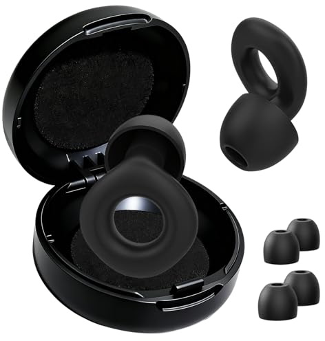 Tapones oídos dormir, Tapones para dormir ultra cómodos, tapones antiruido reutilizables de silicona suave, Ideales para viajes y entornos ruidosos, Negro