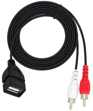 Vynetra Câble répartiteur USB 2.0 femelle vers 2RCA mâle 2RCA vers adaptateur USB pour HDTV Home Cinéma Amplificateurs Haut-parleurs Voiture Vidéo Splitter Cable