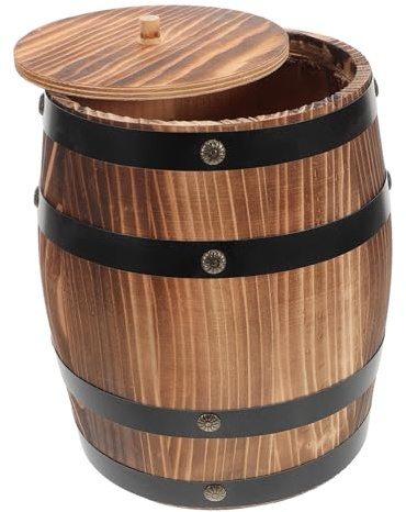 Pot à Ustensiles en Bois Marron Style Vintage, Rangement de Comptoir