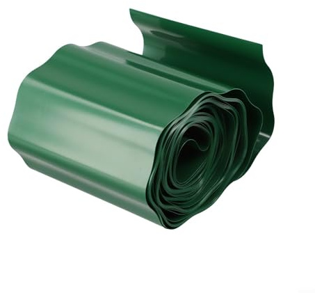 Valla de plástico para jardín, borde de césped, flexible e impermeable, para separar césped, parterres y caminos, 9 m de longitud, verde, múltiples alturas (15 cm x 9 m)