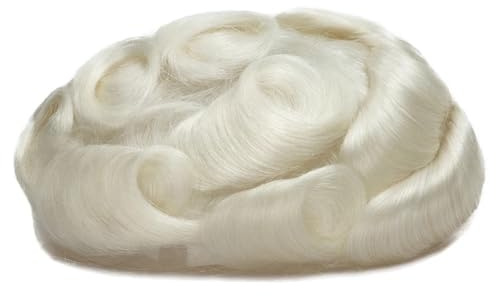 jianjunchaling Toupee för män hårdelar mänskligt hår mjuk schweizisk spets mäns hår ersättningssystem hårstycke naturligt hårfäste hårdelar ersättning (silvervit, 15 x 20 cm)