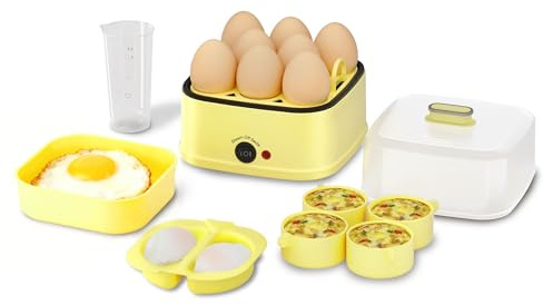 Loftychef 8-in-1 Electric Egg Cooker, Rapid Egg Boiler for Hard, Soft & Poached Eggs, Egg Bite Maker, Auto Shut-Off, 8 Egg Capacity, Breakfast Maker for Meal Prep, Apartment, Office, Dishwasher Safe