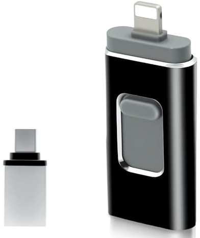 USB Stick 256GB for iPhone, No APP Needed, 4-in-1 Flash Drive for iPhone/iPad/Android/PC, USB Photo Stick, Plug and Play, Enabling Swift Transfer of Photographs and Videos (TK045)