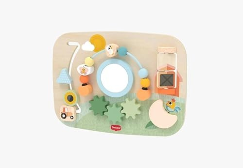 Tiny Love Wooden Motor Skills Board, Sustainably Harvested Wood, Sensory Activities, Track & Trace Sliders, Two-Sided Turntables, Rotating Wheels, Promotes Fine Motor Skills, Cognitive Skills, Farmers