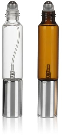 THXFUNAREA 2 Piezas Atomizador Perfume Recargable Doble Cabezal, 10 ml Frasco Perfume Mini Vacío, Spray y Pincel Aplicador 2 en 1, Perfumador de Viaje para Hombres y Mujeres, Llenado por la Base